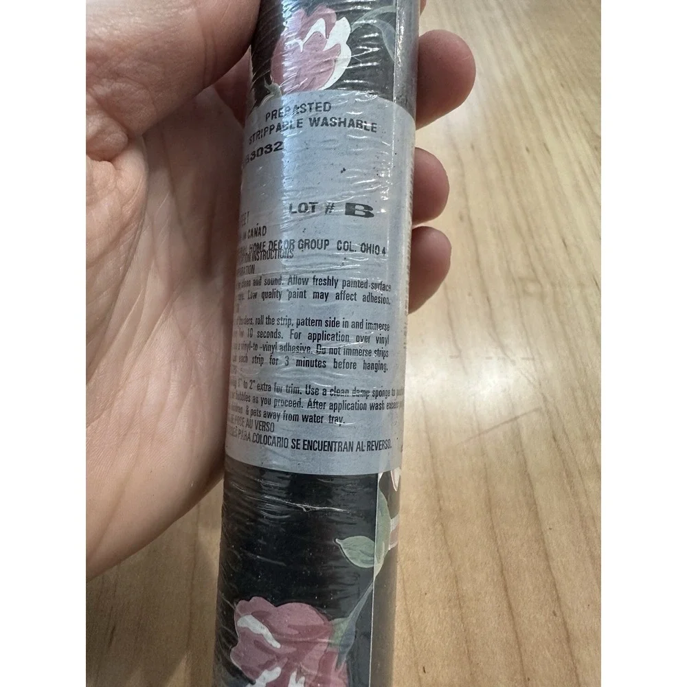 Imperial Vintage Floral Wallpaper Border Pink Blue Black Roses 15ft WB3032 NOS